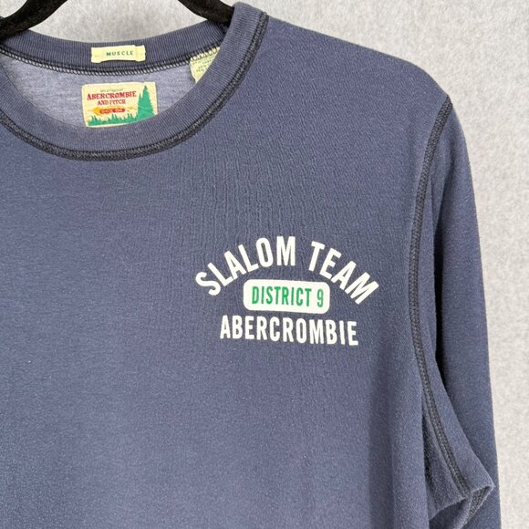 Abercrombie Fitch Mens VTG Shirt Size XL Blue 90s Muscle Slalom Team District 9 - Picture 2 of 10